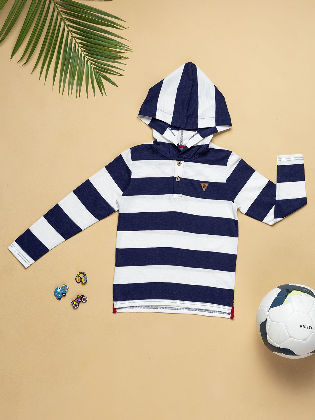 Purple United Kids Boys Striped Cotton Hooded Pullover Sweatshirt