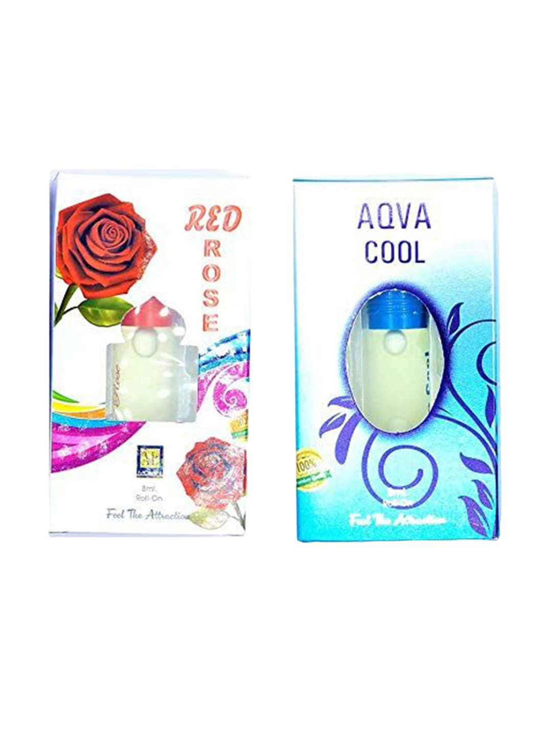 RAVIOUR LIFESTYLE Set Of 2 Aqua Cool & Red Rose Roll On Attar - 8 ml Each