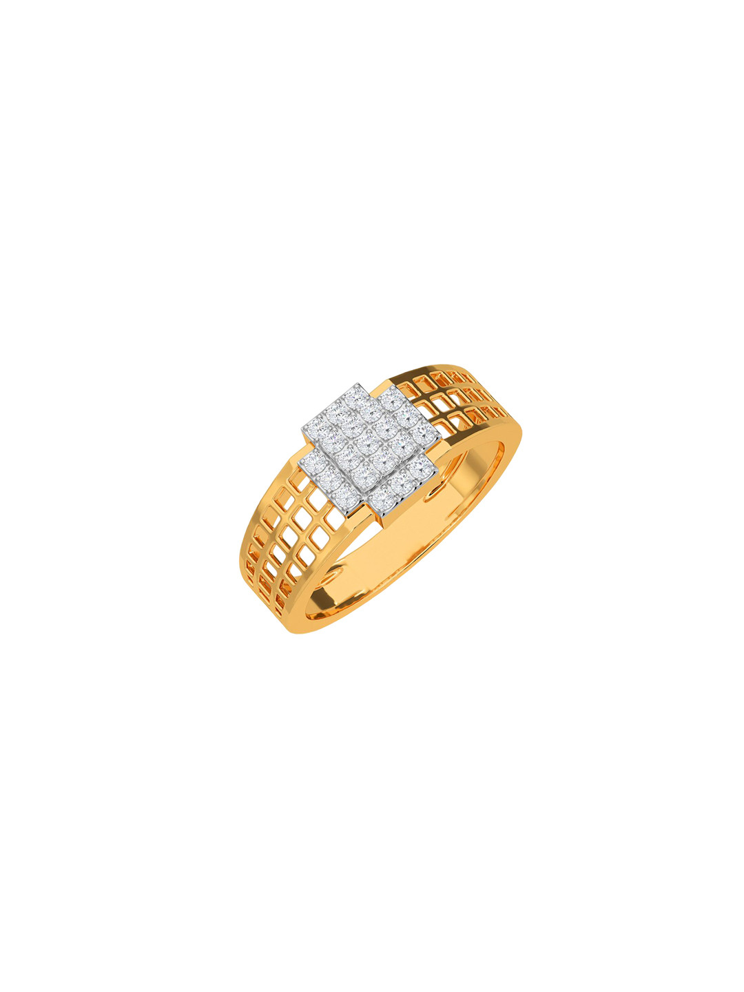 KISNA DIAMOND AND GOLD JEWELLERY Men 14KT Gold 0.29 CT Diamond Finger Ring 3.8g
