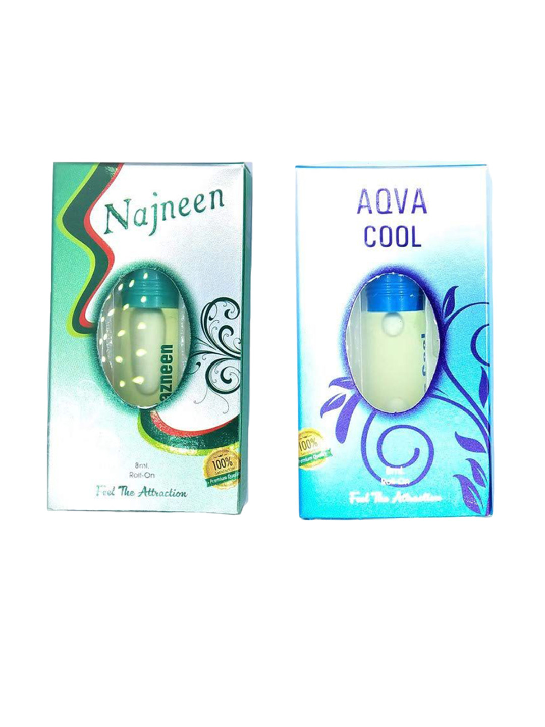 RAVIOUR LIFESTYLE Set Of 2 Aqua Cool & Nazneen Alcohol Free Roll On Attar - 8 ml Each