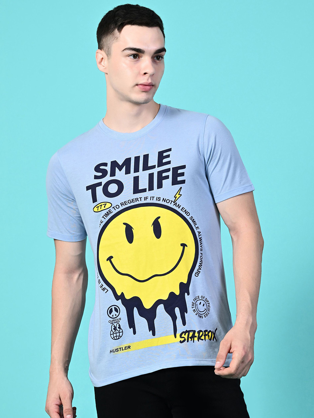 STARFOX Men Graphic Printed Round Neck Cotton Slim Fit T-shirt