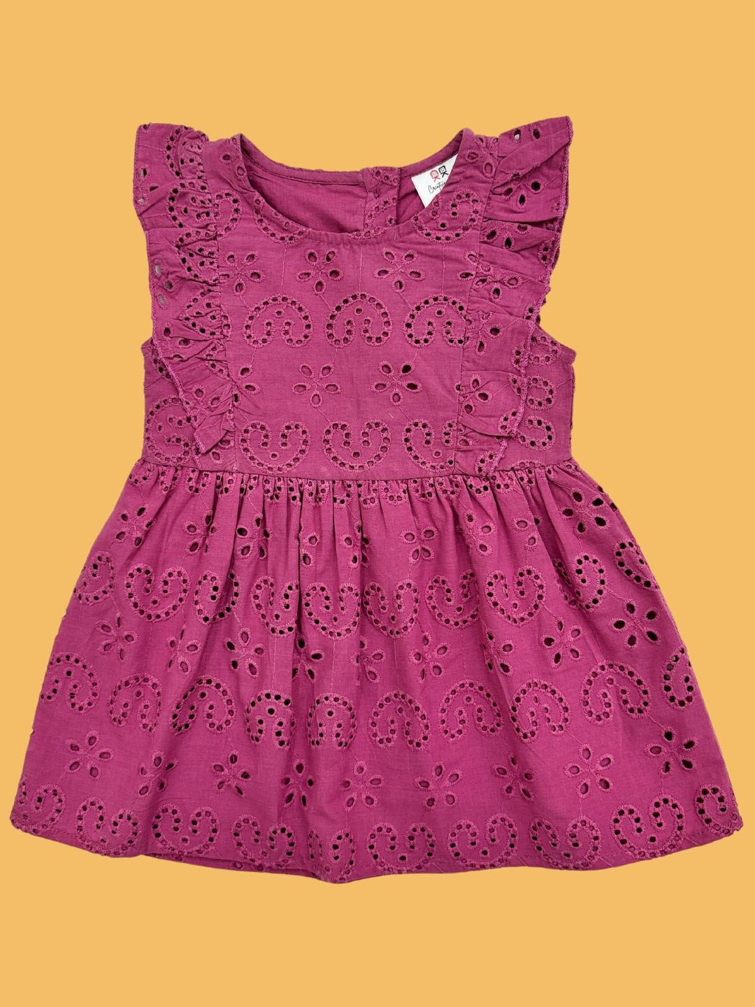 Creative Kids Girls Embroidered Flutter Sleeve Fit & Flare Dress