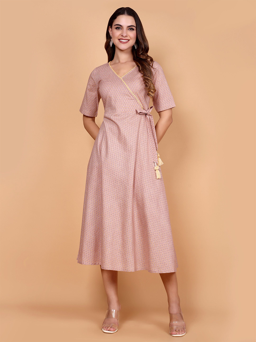 Vastara the Label Women Floral angrakha pattern organic cotton dress