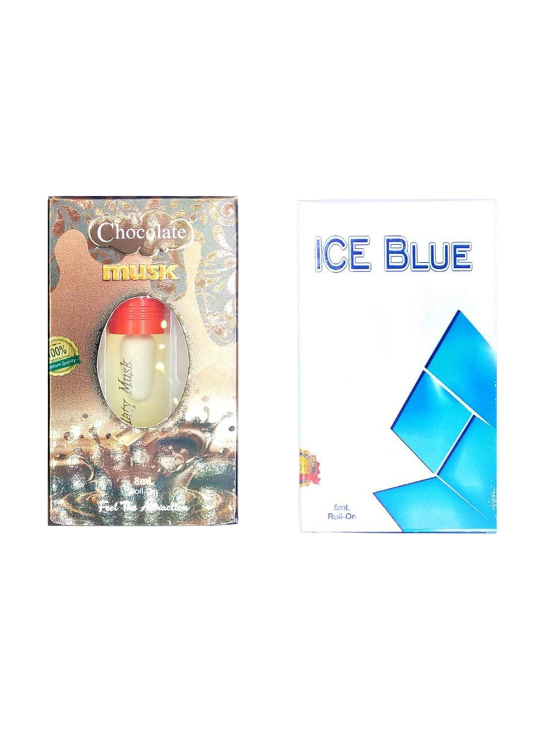 RAVIOUR LIFESTYLE Set Of 2 Chocolate Musk & Ice Blue Long Lasting Attar - 8ml Each