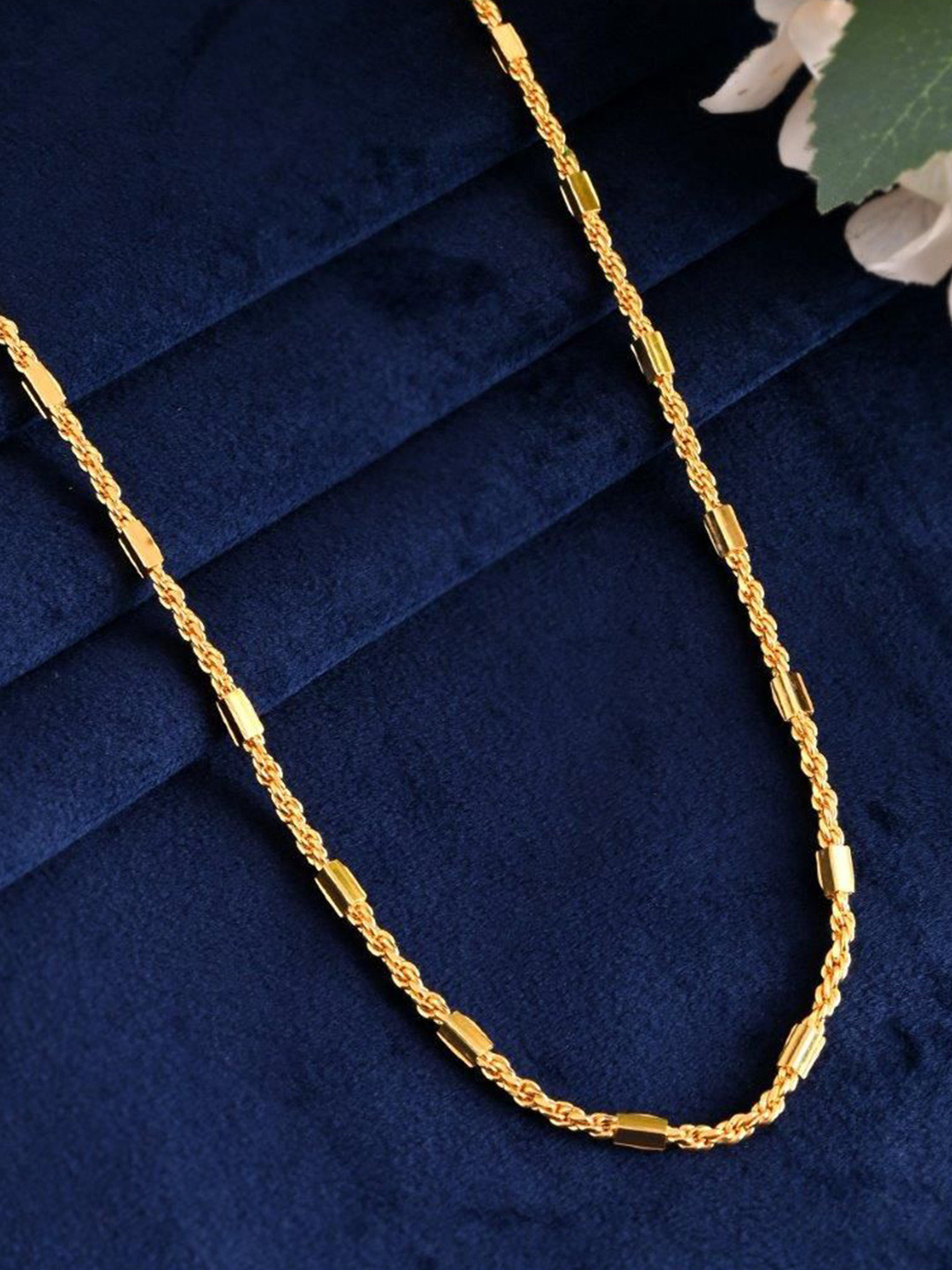 VOJ Men Gold-Plated Stainless Steel Pipe Chain