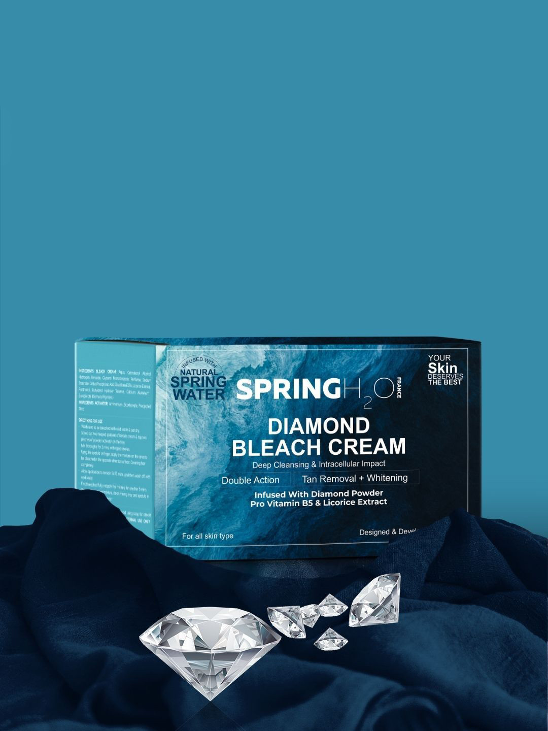 Spring H2O Diamond Bleach Cream For Deep Cleansing & Intracellular Impact - 300 g