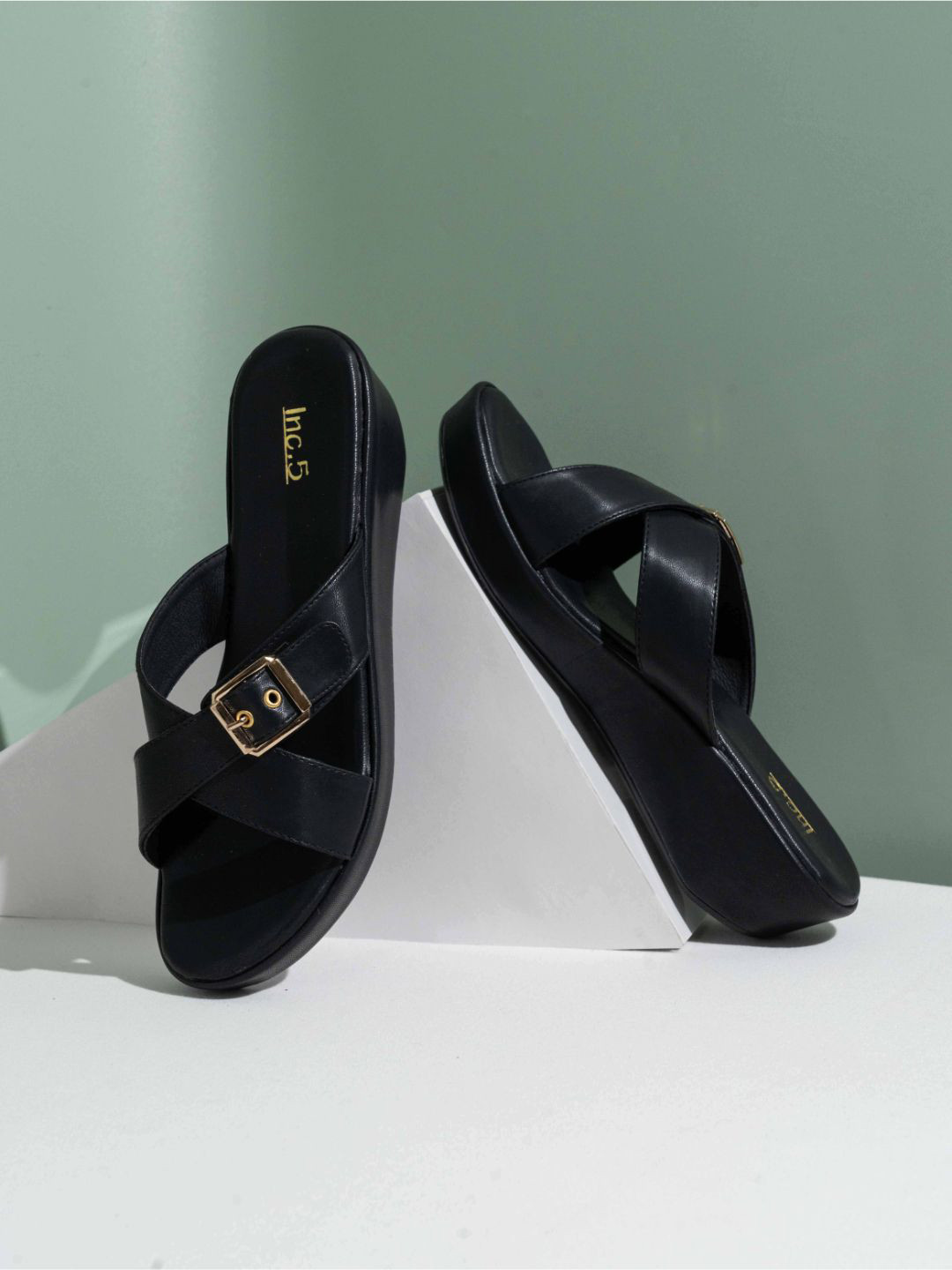 Inc 5 Women Open Back Round Toe Sandal With Buckles