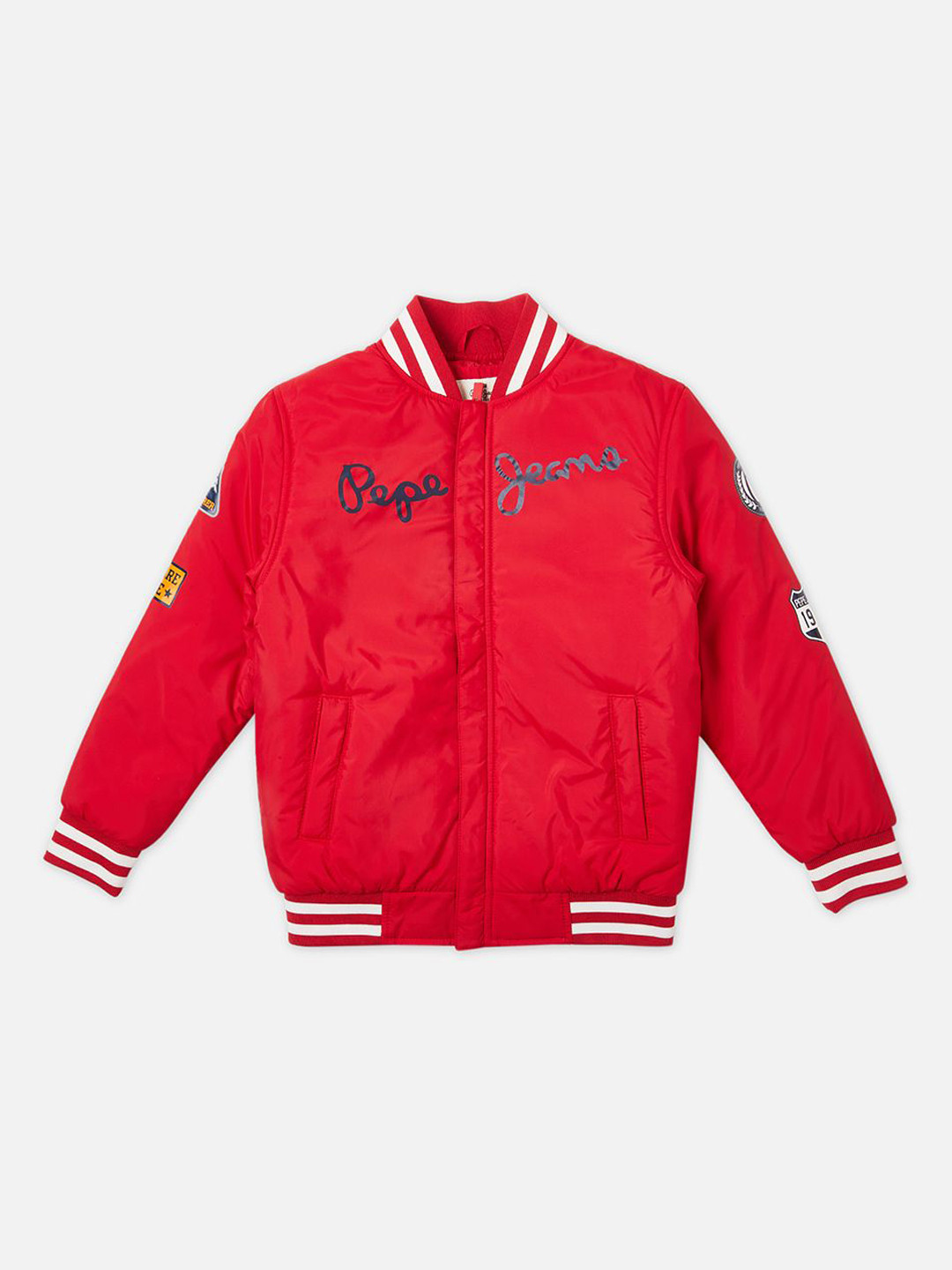 Pepe Jeans Boys Stand Collar Typography Printed Casual Bomber Jacket