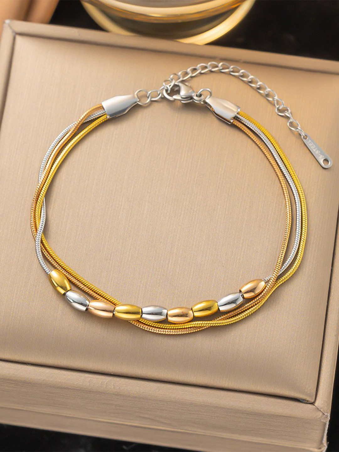 MYKI Photogenic Stainless Steel Gold-Plated Wraparound Bracelet
