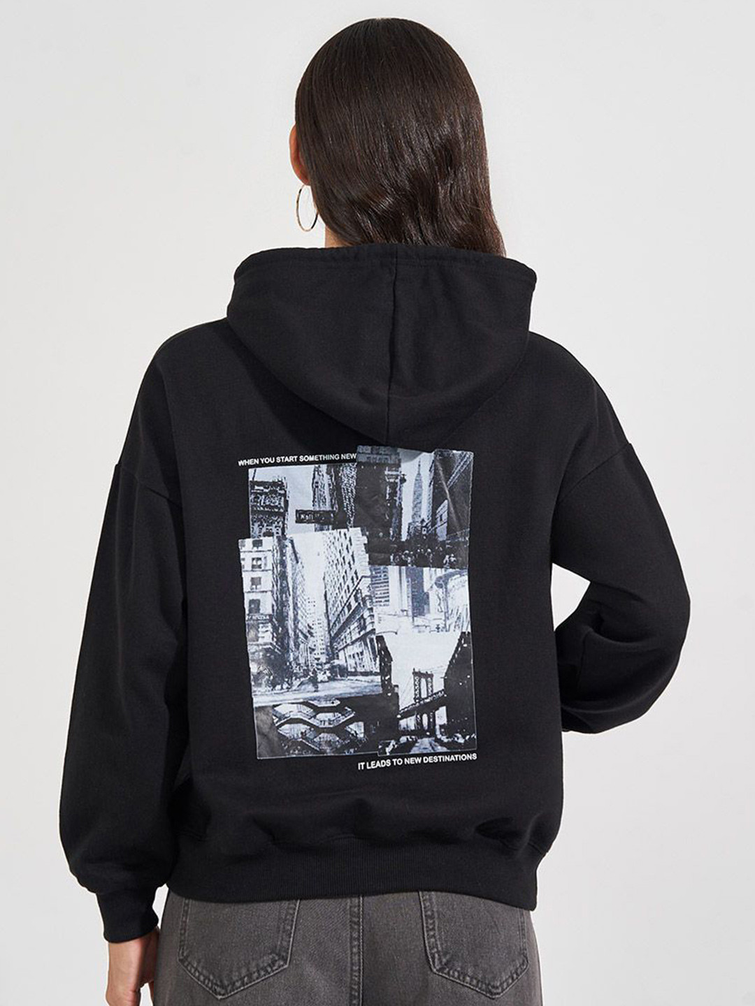 Styli Women Oversized Fit Regular Length Photo Print Hoodie