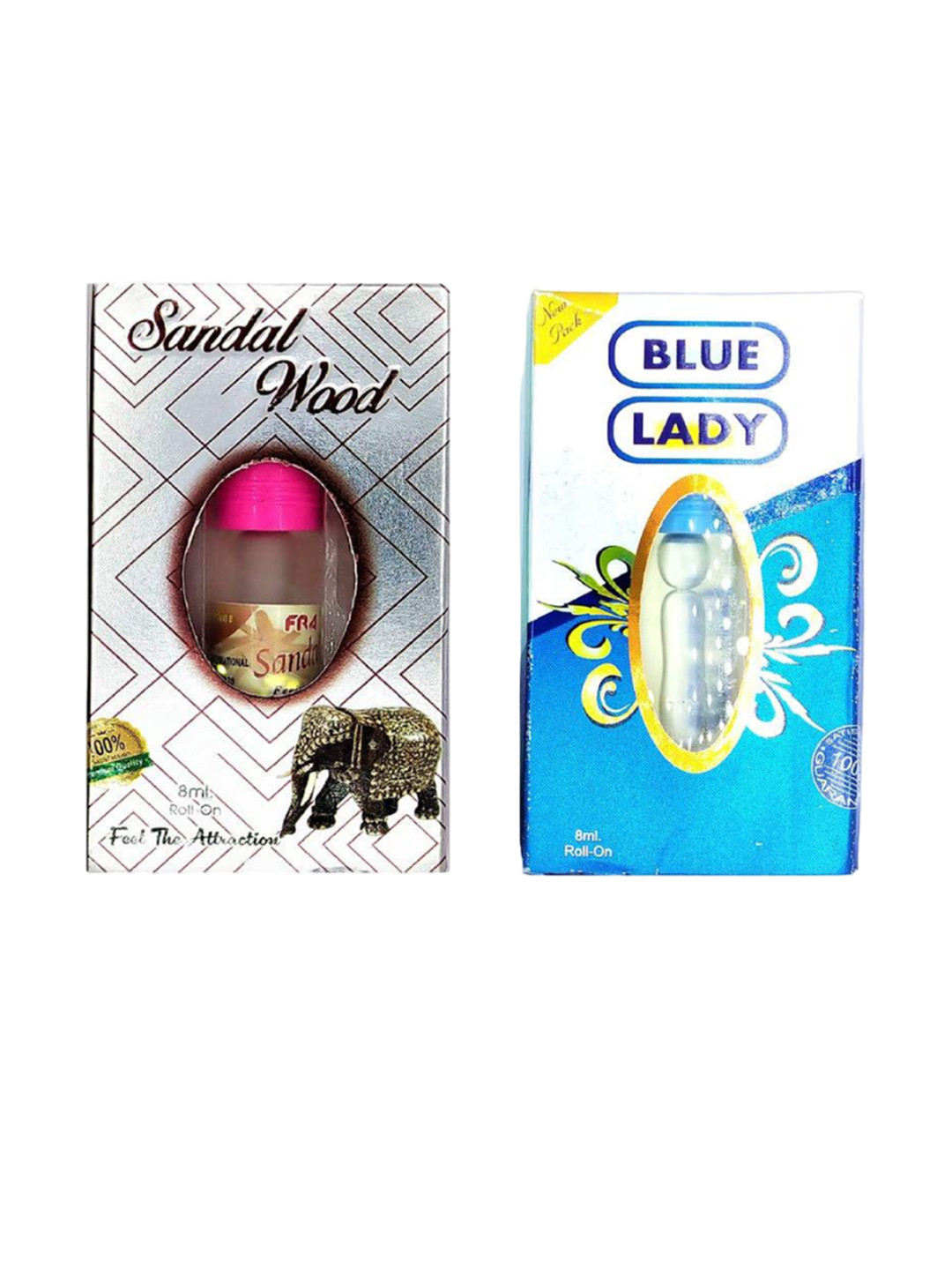 RAVIOUR LIFESTYLE Feel The Attraction Set Of 2 Blue Lady & Sandal Wood Attar - 8ml Each
