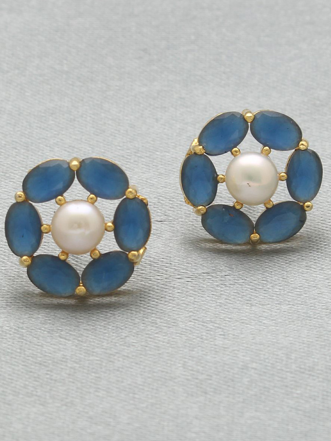 Sri Jagdamba Pearls Dealer Henna Gold-Plated Beaded Contemporary Studs