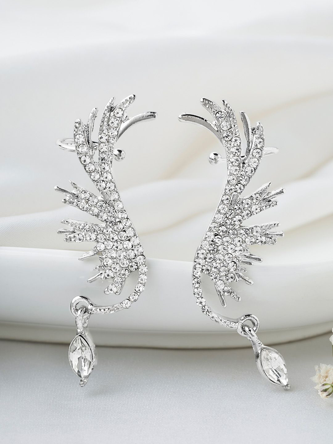 JOKER & WITCH Silver-Plated Classic Stone Studded Soaring Heights Drop Earrings