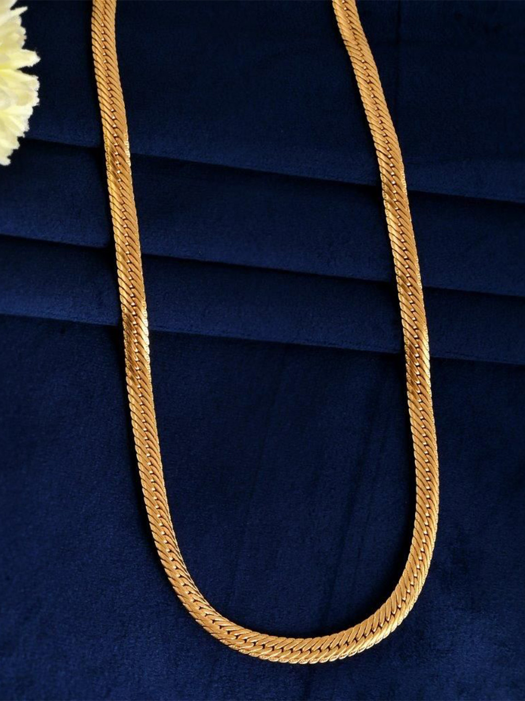 VOJ Men Gold-Plated Stainless Steel Thick Flat Snake Chain