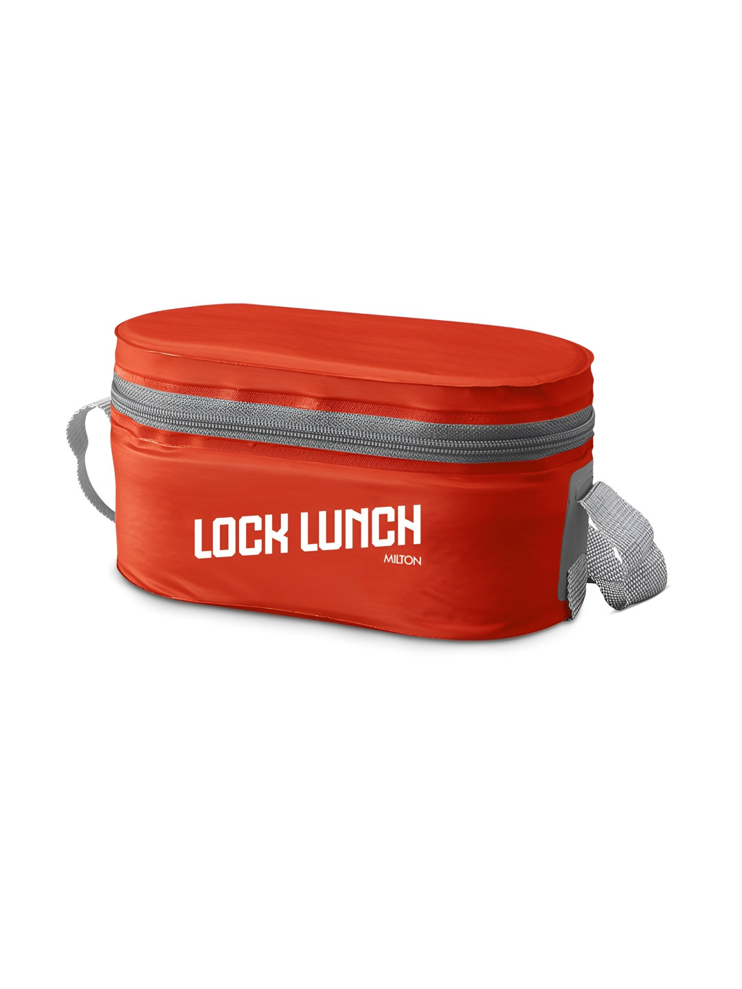 Milton Lock Lunch Box 2 Round Steel Oval Containers with Cutlery & Bag  320ml & 450 ml