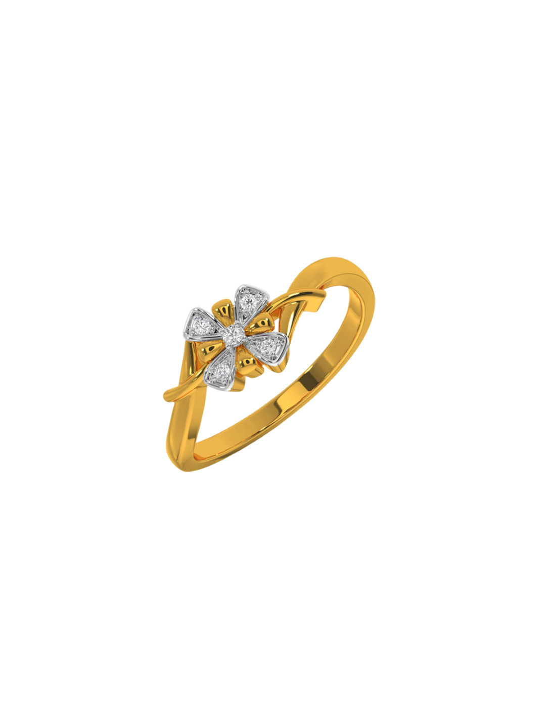 KISNA DIAMOND AND GOLD JEWELLERY Women 14KT Yellow Gold Finger Ring Diamond 0.04g