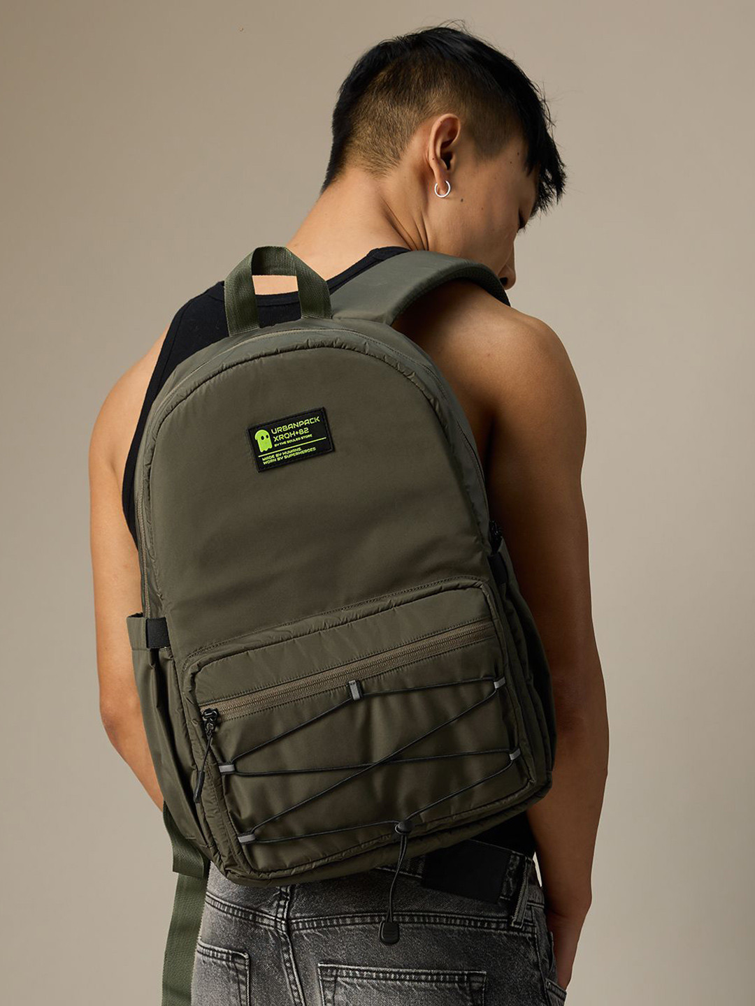 The Souled Store Men Army Green Backpack