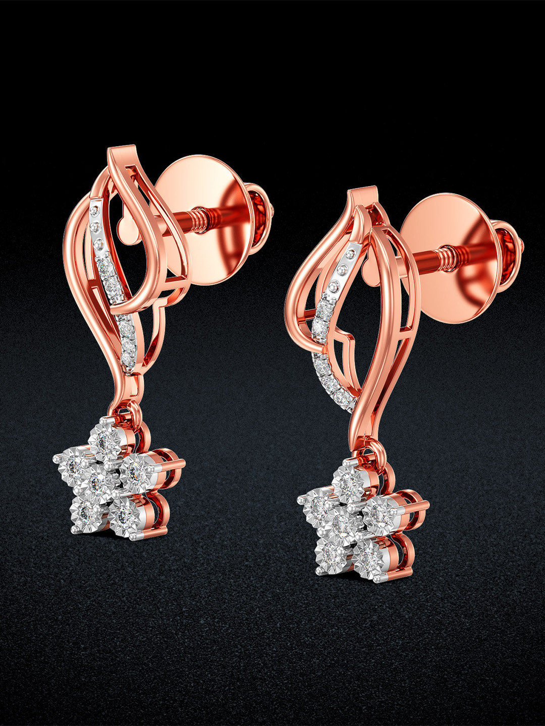 Joyalukkas Women Rose Gold 18KT Gold Earrings Diamond