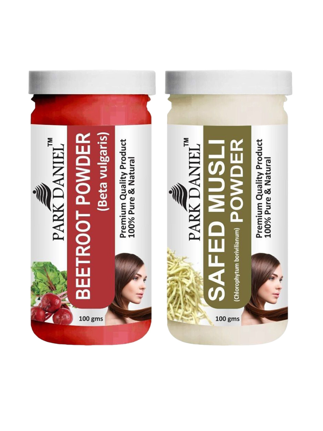 Park Daniel Set Of 2 Beetroot Powder & Safed Musli Powder For Skin & Hairs - 100g Each
