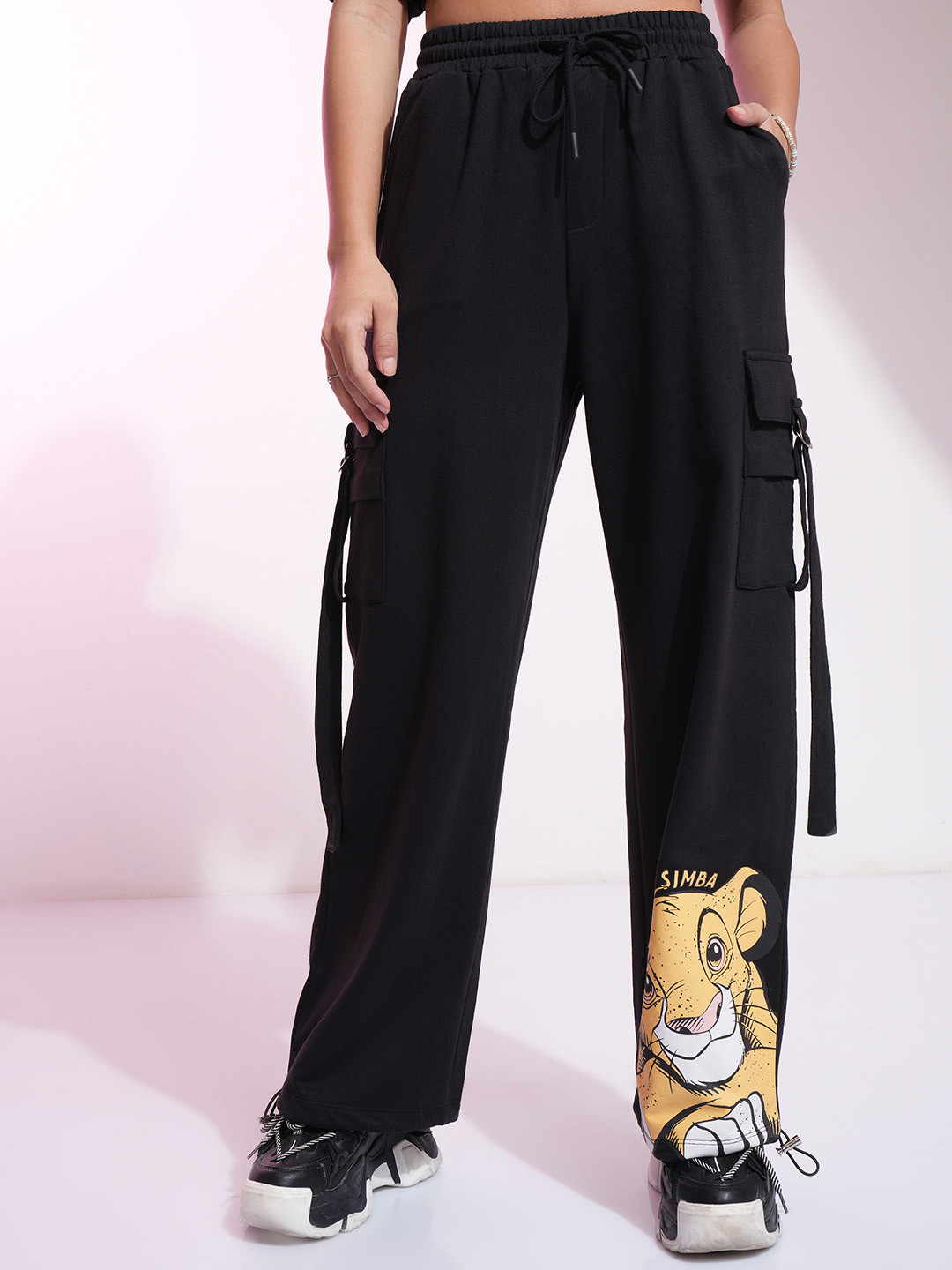 Tokyo Talkies Disney Women The Lion King Printed Cargo Straight Fit Trousers