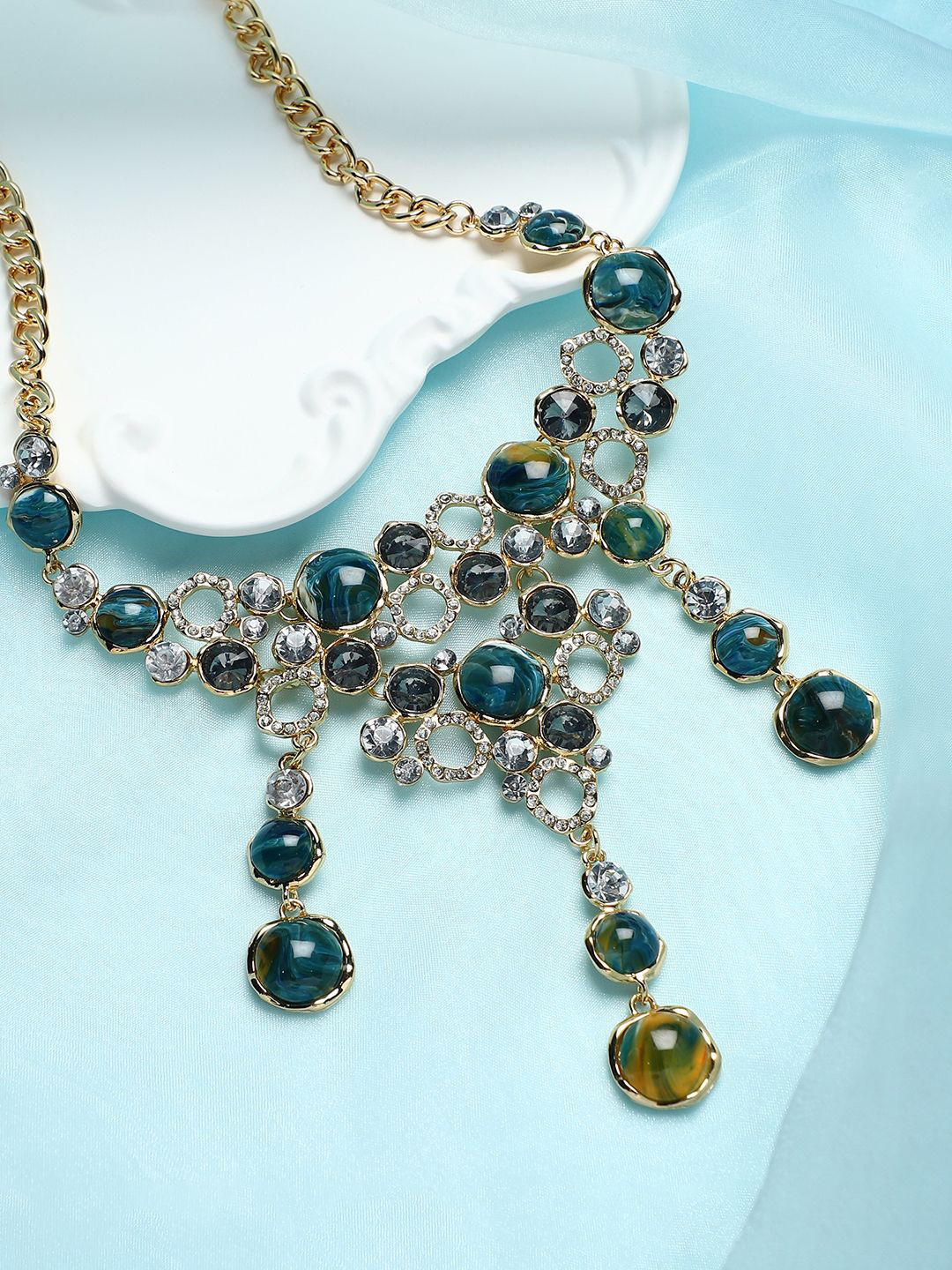 SOHI Gold-Plated Stone Studded The Supernova Statement Necklace