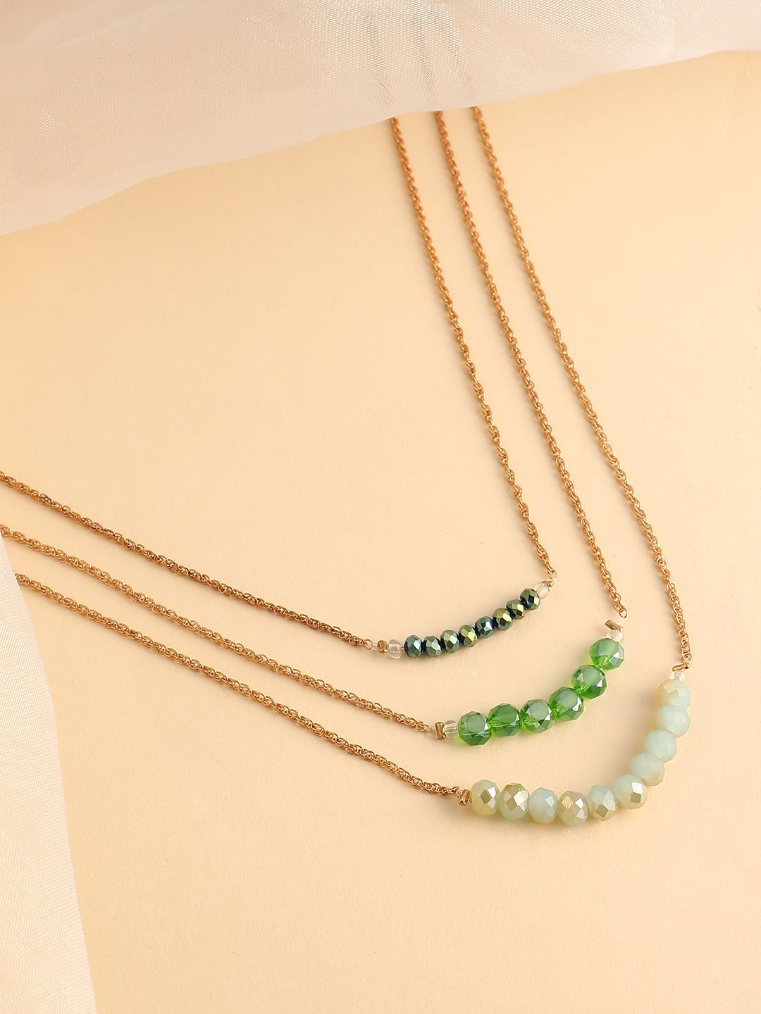 SOHI Gold-Plated Stone Studded The Riviera Multi-Layer Necklace