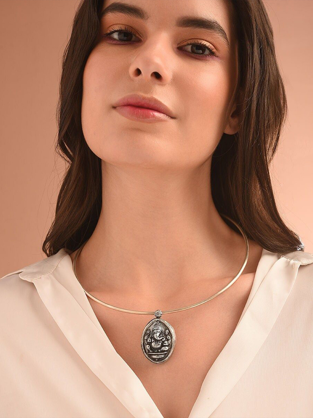 JAYPORE Silver Statement Necklace
