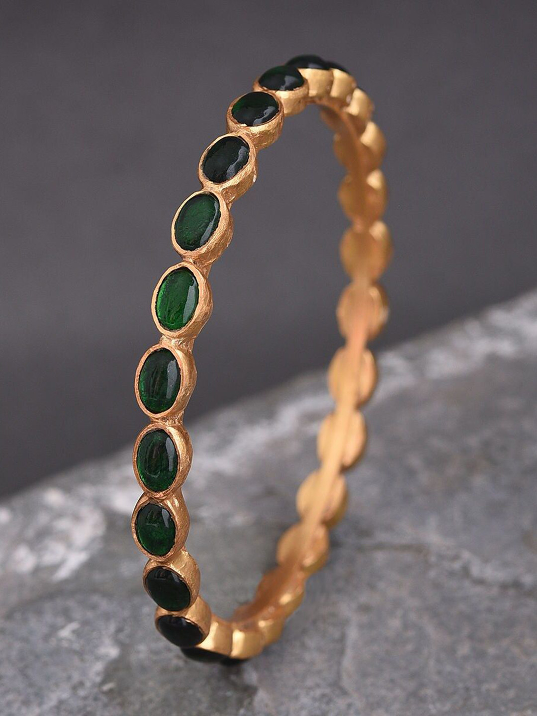JAYPORE Gold-Plated Artificials Stone Studded Bangle