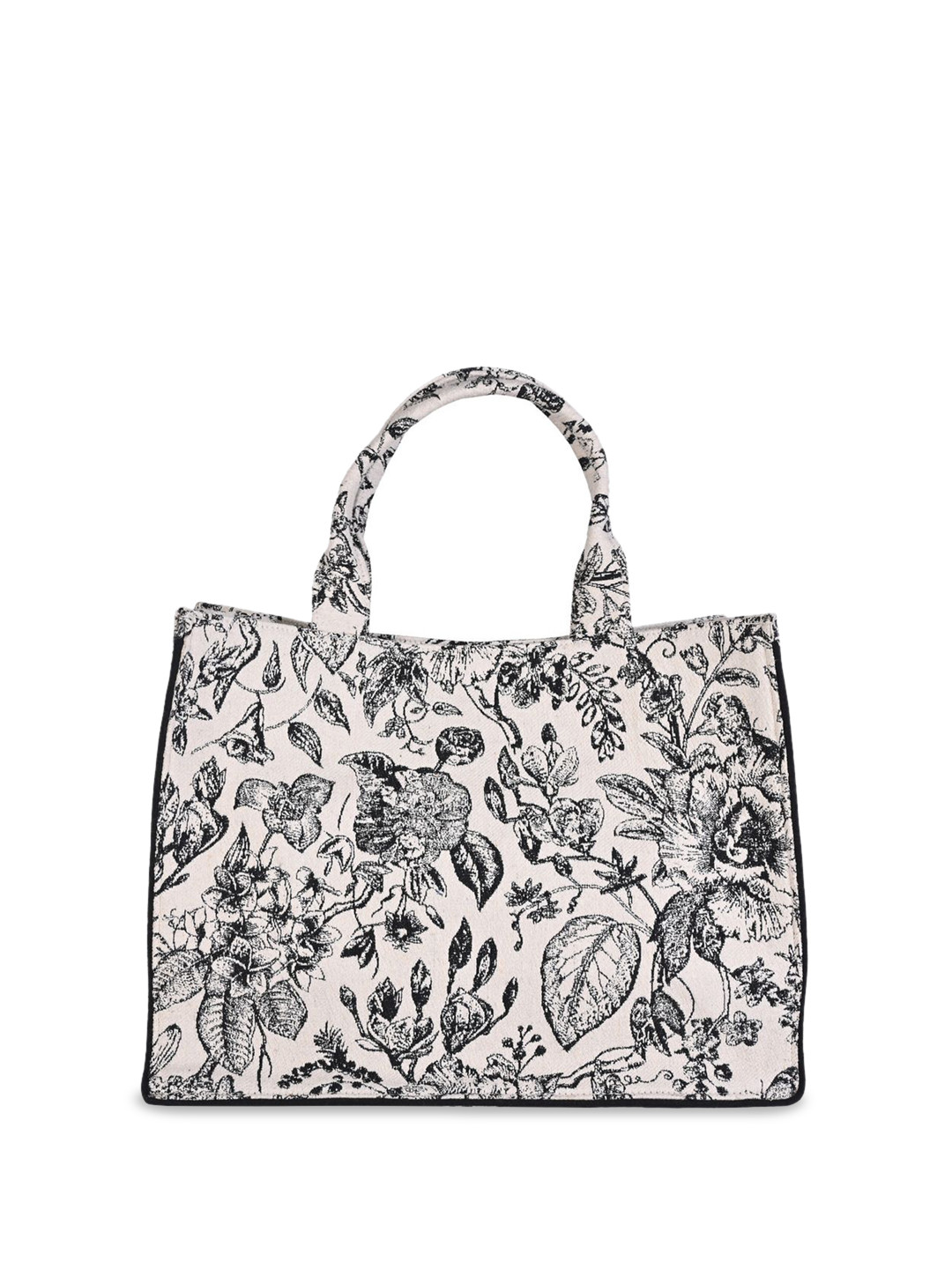 INDIVIDUAL DESIGN tropical Pattern Jacquard Weave Cotton Blend Structured Handbag
