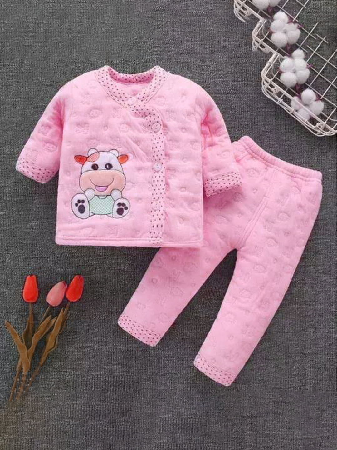 Fancy Walas Kids Pure Cotton Self Design Clothing Set