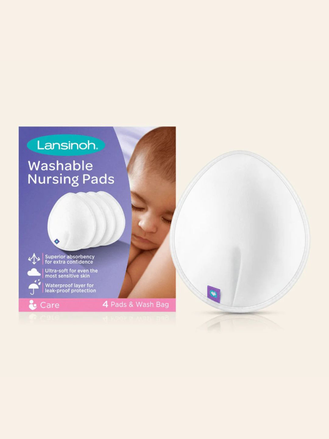 Lansinoh 4 Piece Washable Nursing Pads With Mesh washing bag
