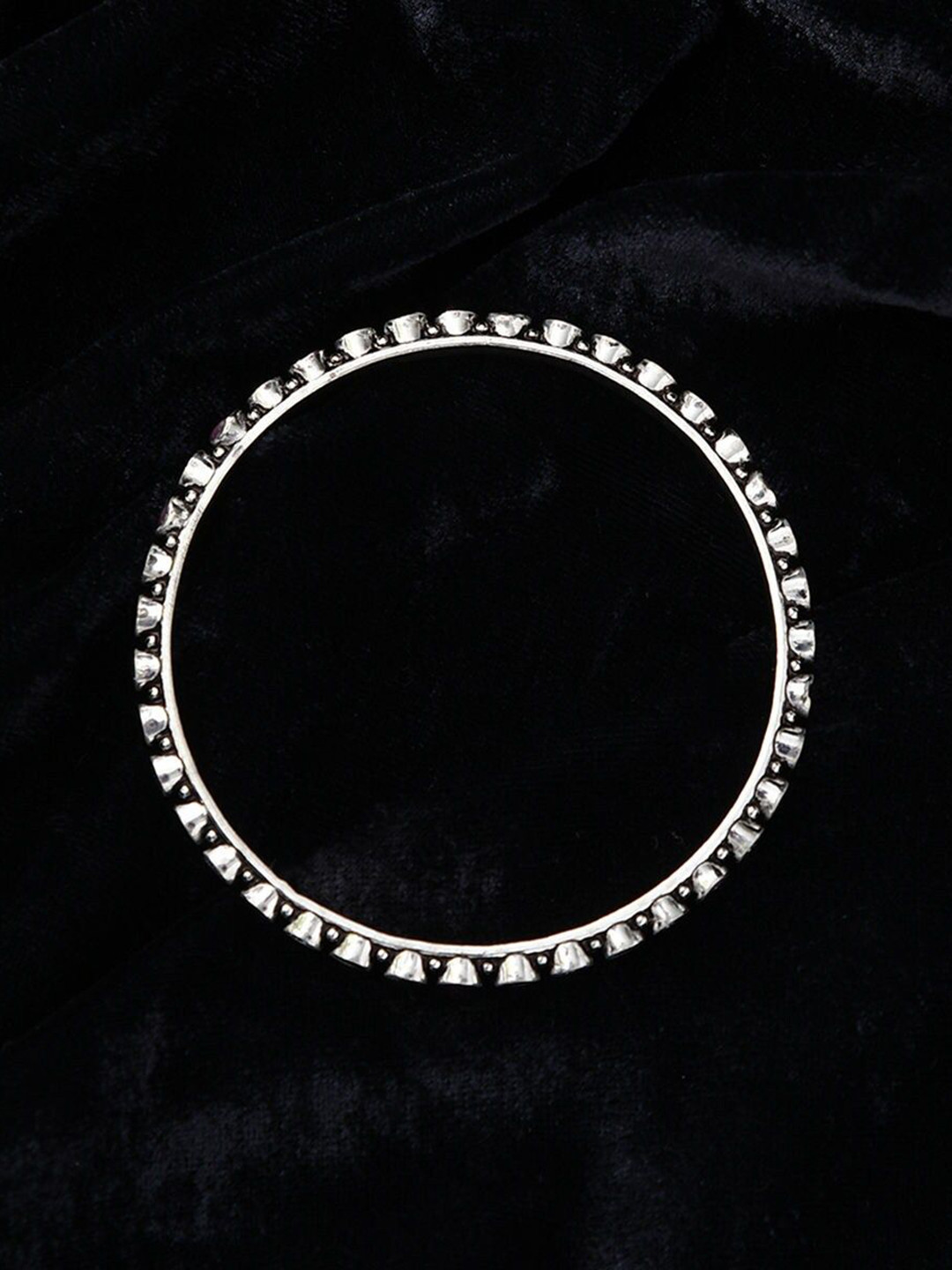 JAYPORE Pure Silver Stone-Studded Bangle