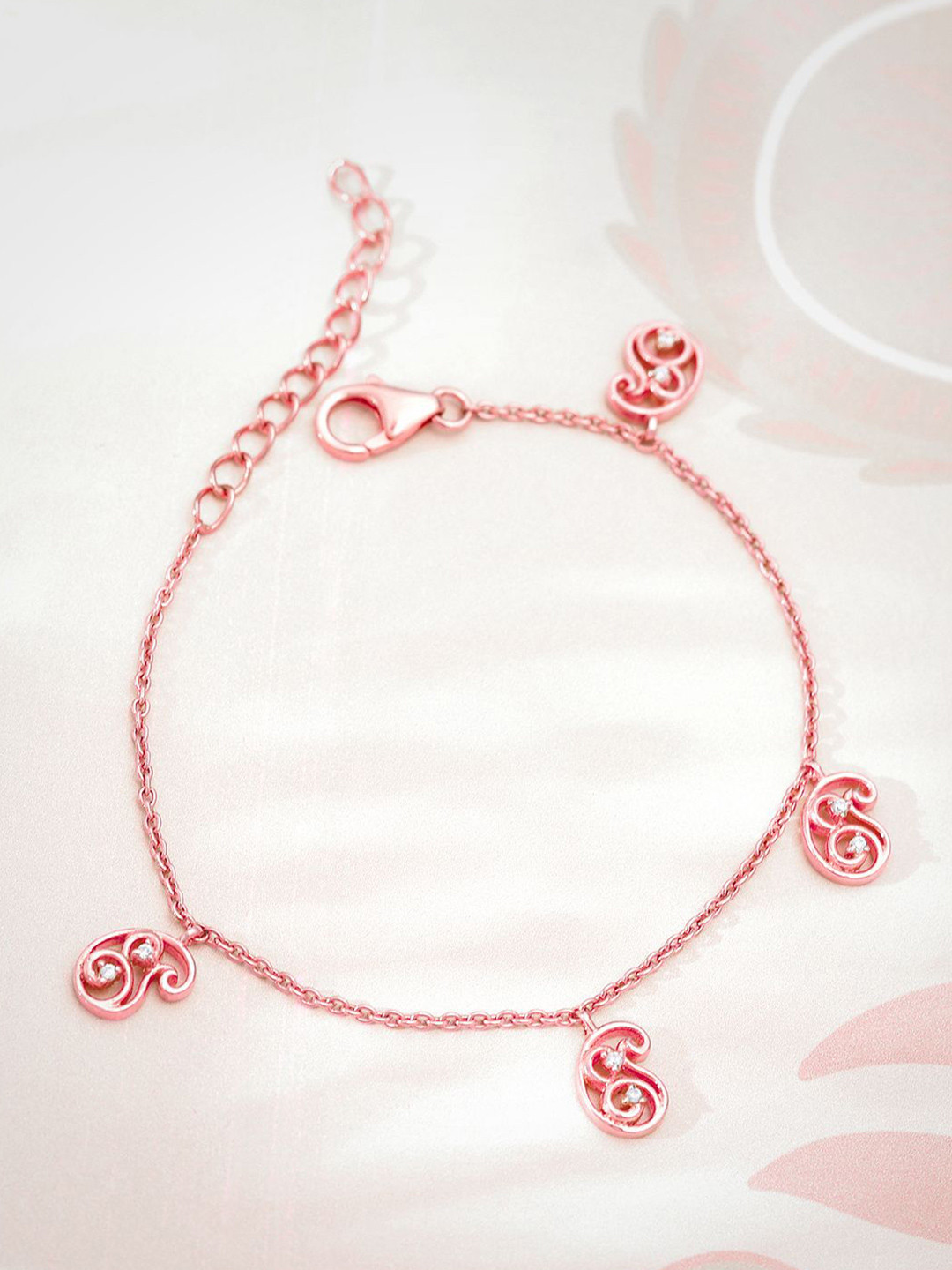 GIVA 925 Sterling Silver Rose Gold-Plated Stone Studded Komal Aamram Wraparound Bracelet