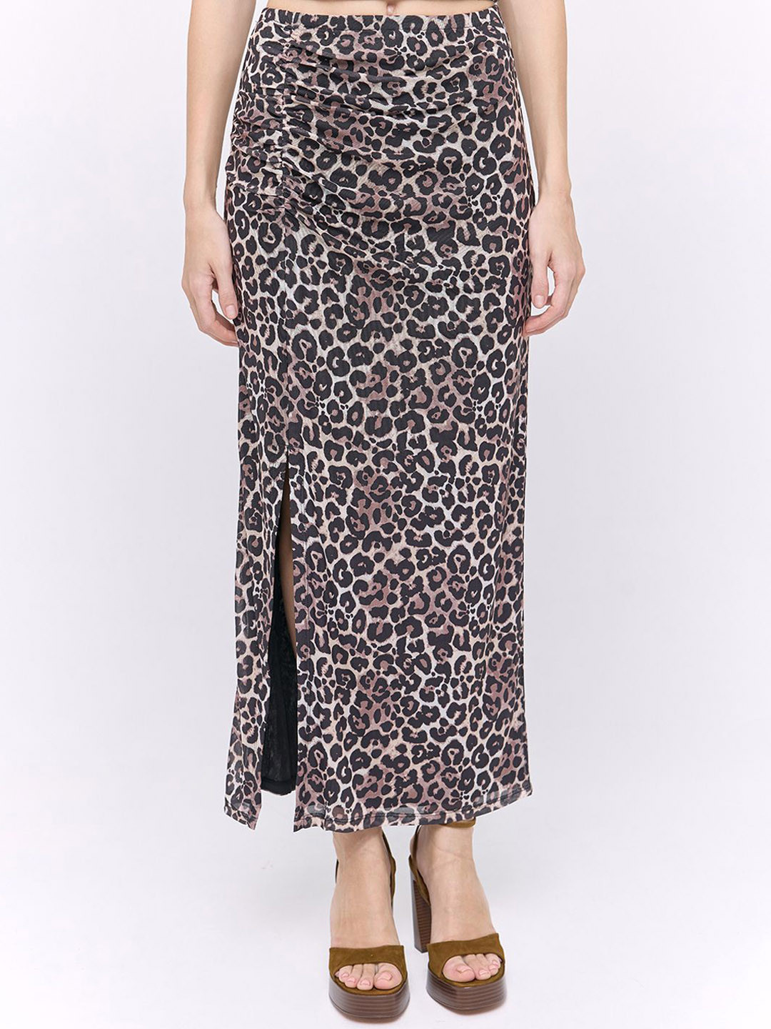 COVER STORY Leopard Print Pencil Midi Skirt