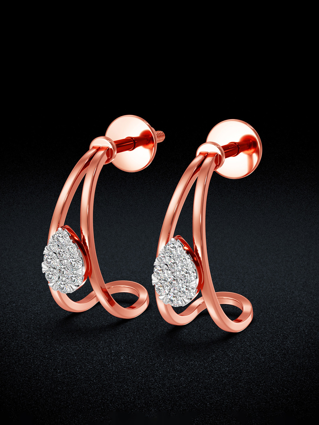 Joyalukkas 18 Kt Rose Gold Earrings Diamond