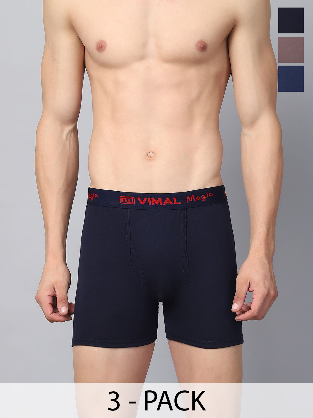 MACK JONNEY Men Pack Of 3 Assorted Trunks MAGIC__RED__B__03
