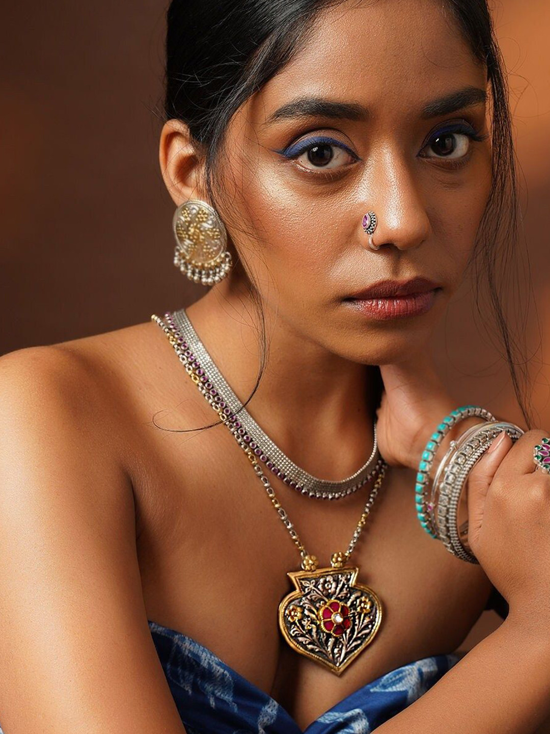 JAYPORE Faux Ruby Studded Necklace
