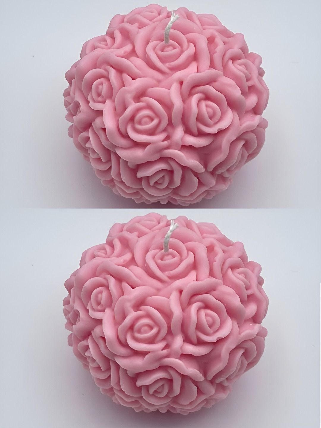 atorakushon Rose Ball Shaped 2Pcs 1 Wick Scented Solid Round Regular Tea Light Candles