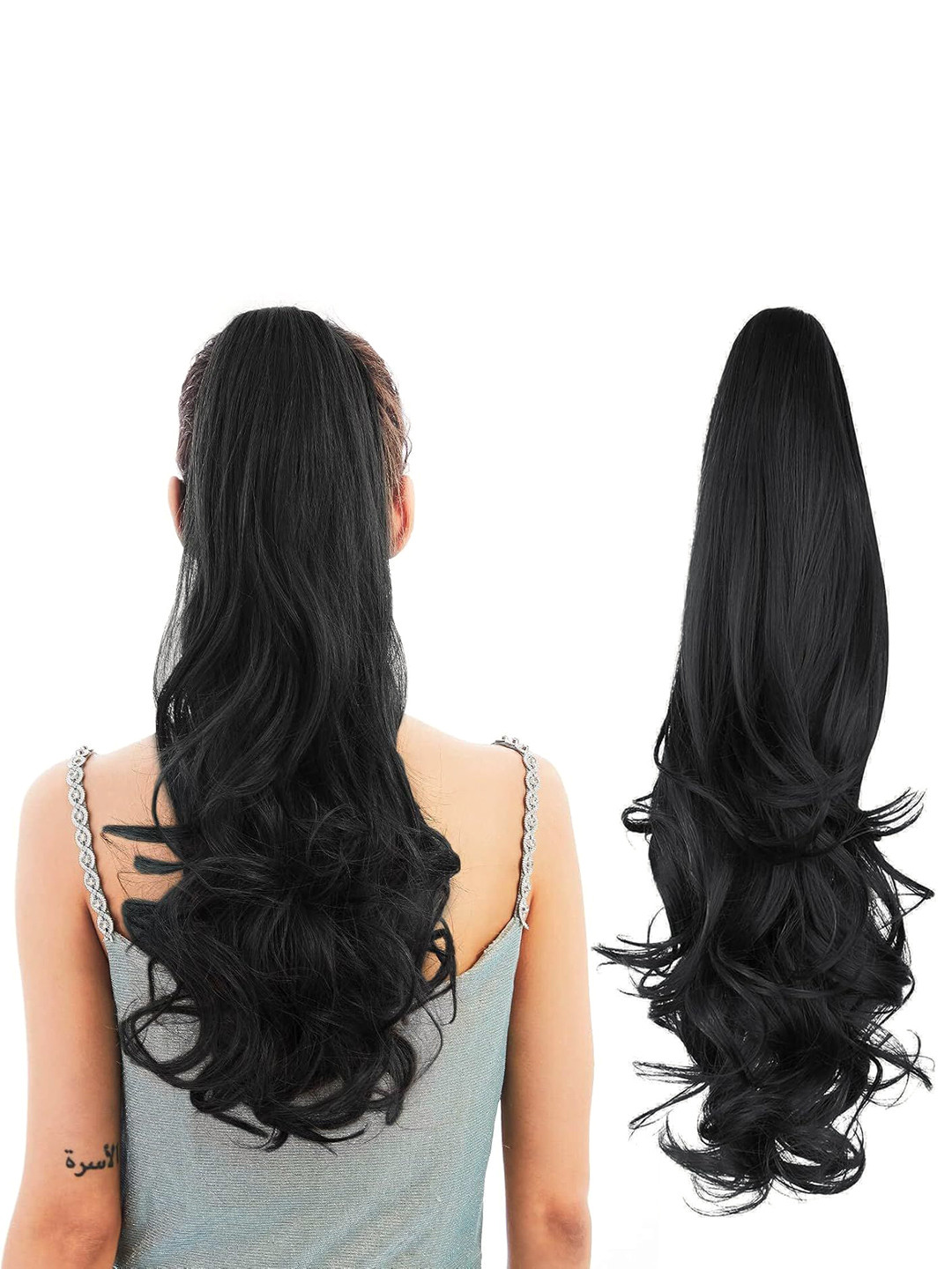 D-Divine Tape In Ponytail Wavy Hair Extension - Black - 22 Inch