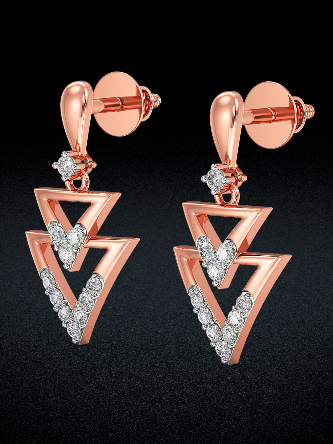 Joyalukkas Women 18KT Rose Gold Earrings Diamond