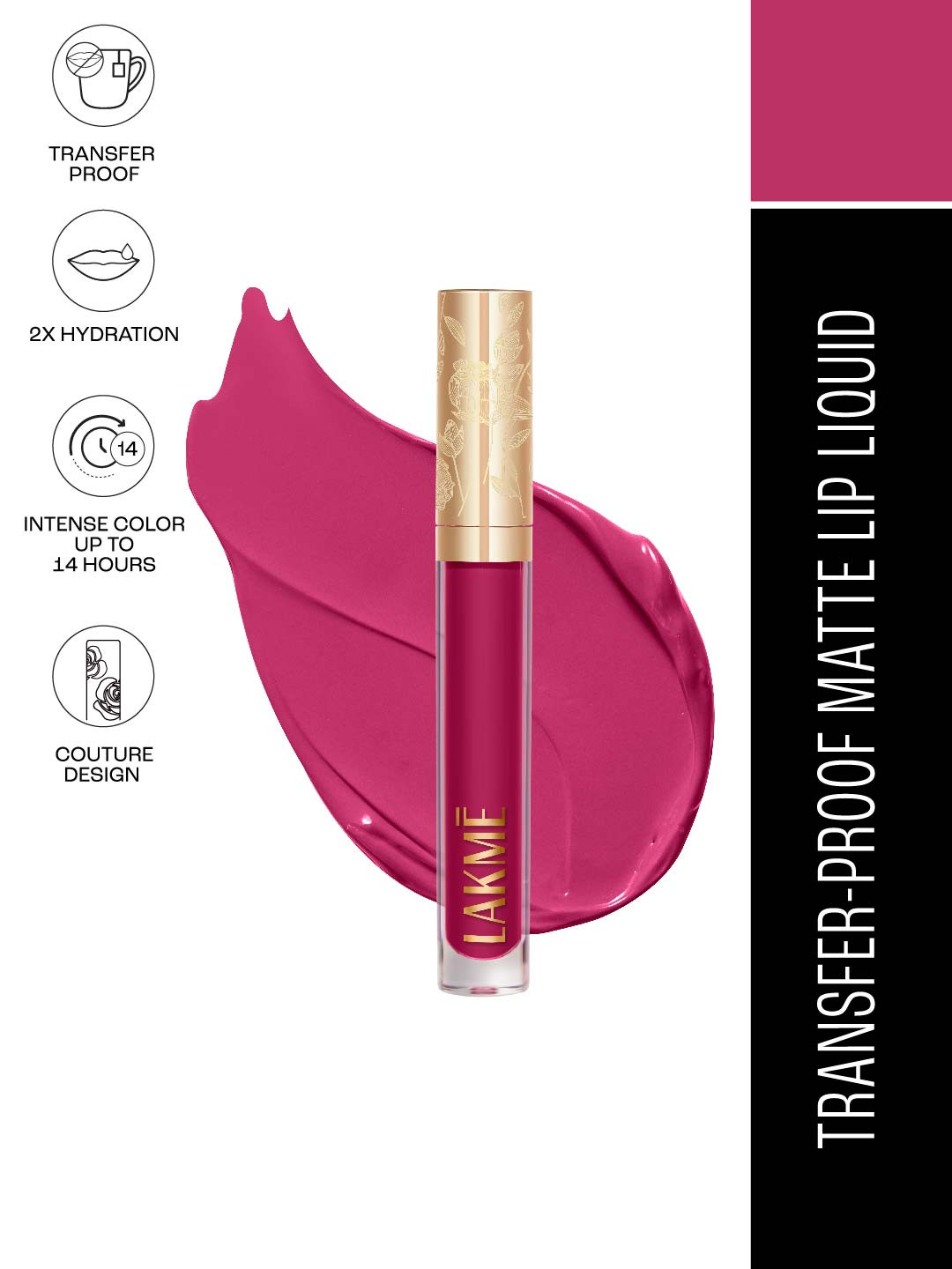 Lakme Rouge Bloom Hydrating Waterproof Matte Liquid Lipstick 3.5ml - Majestic Magnolia 202