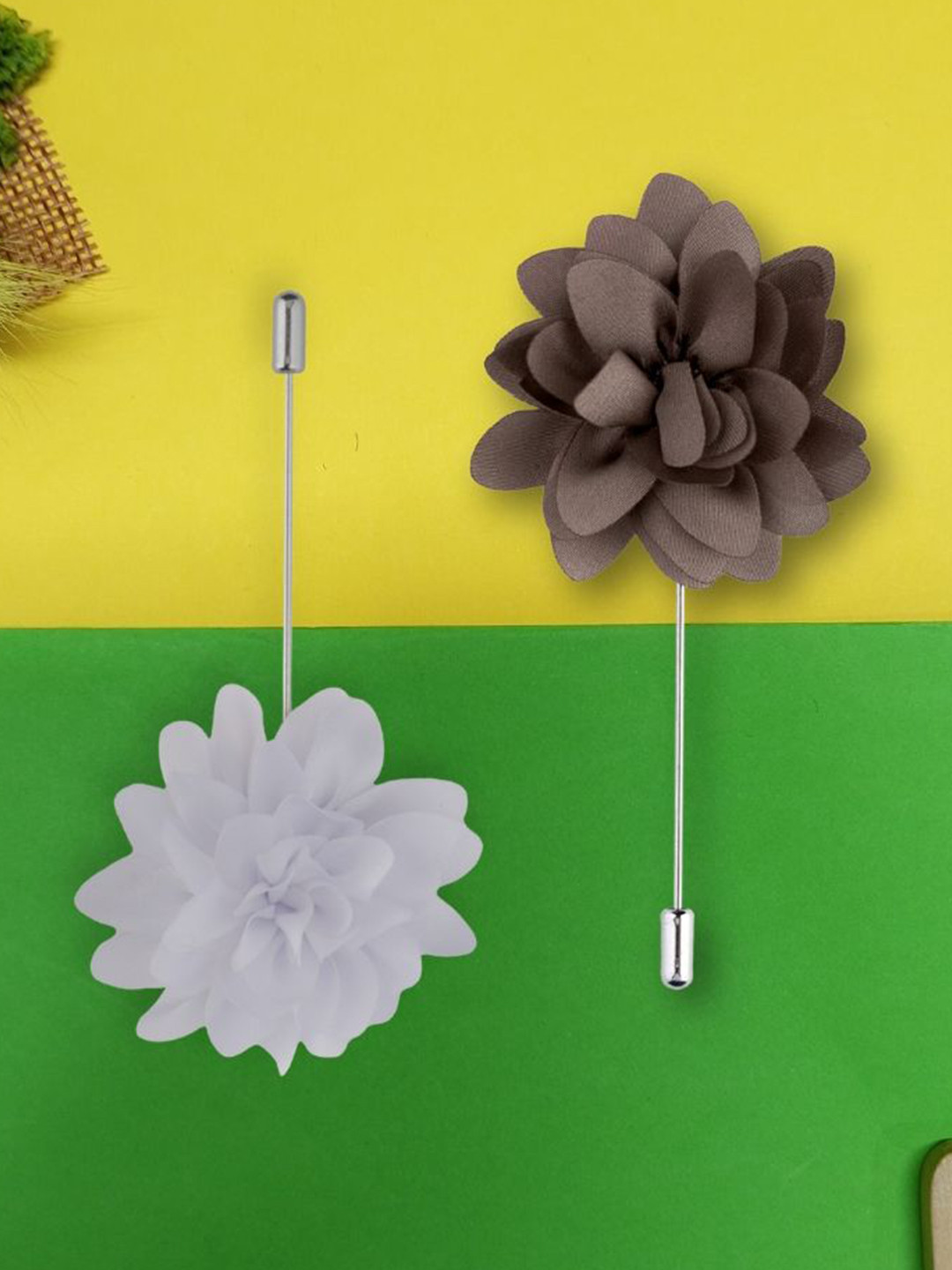 The Tie Hub Pack Of 2 Men Dahlia Flower Shaped Lapel Pin Brooch