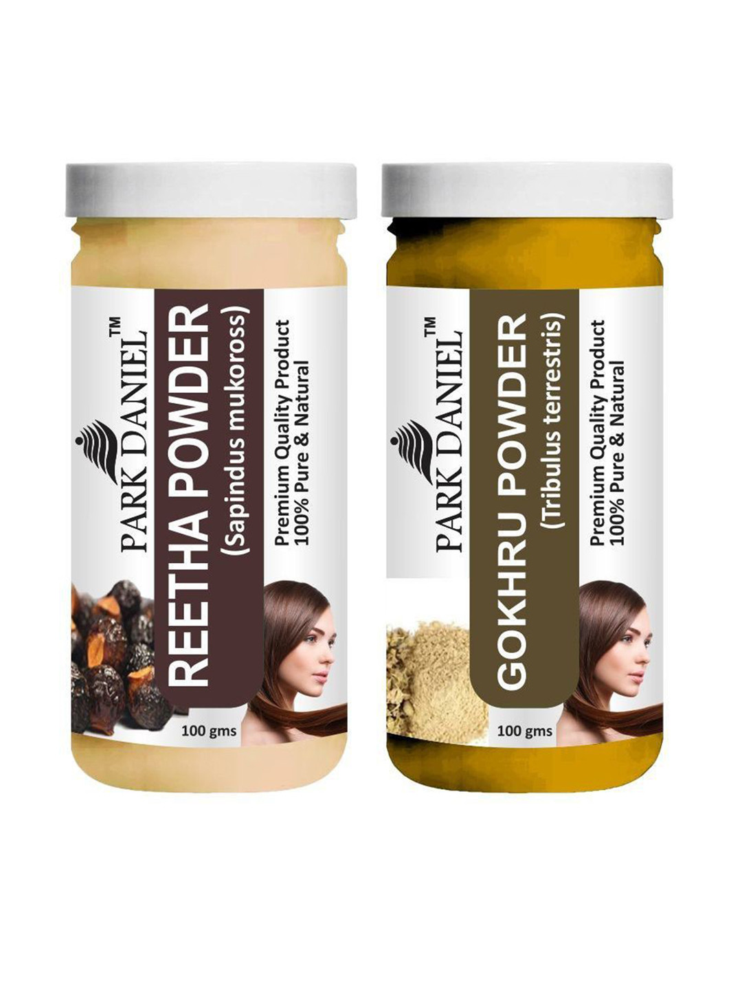 Park Daniel Set Of 2 Natural Reetha & Gokhru Powder - 100 g Each