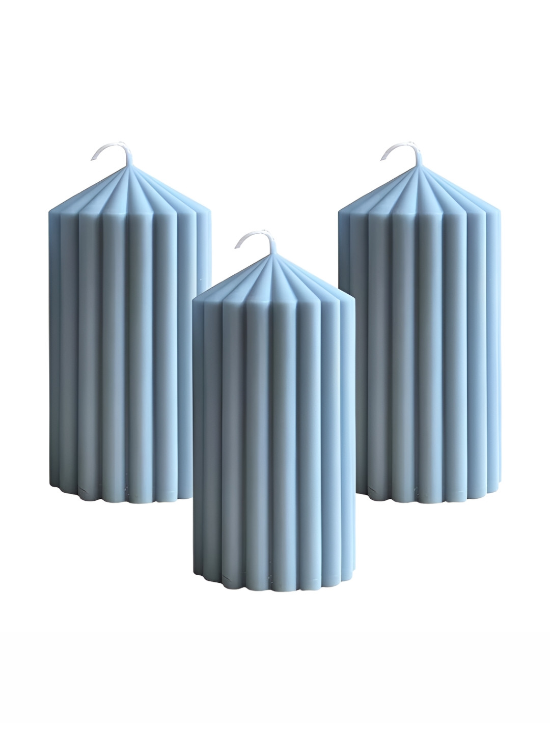 atorakushon Ribbed 3Pcs Scented 1 Wick Scented Solid Geometric Regular Pillar Candles