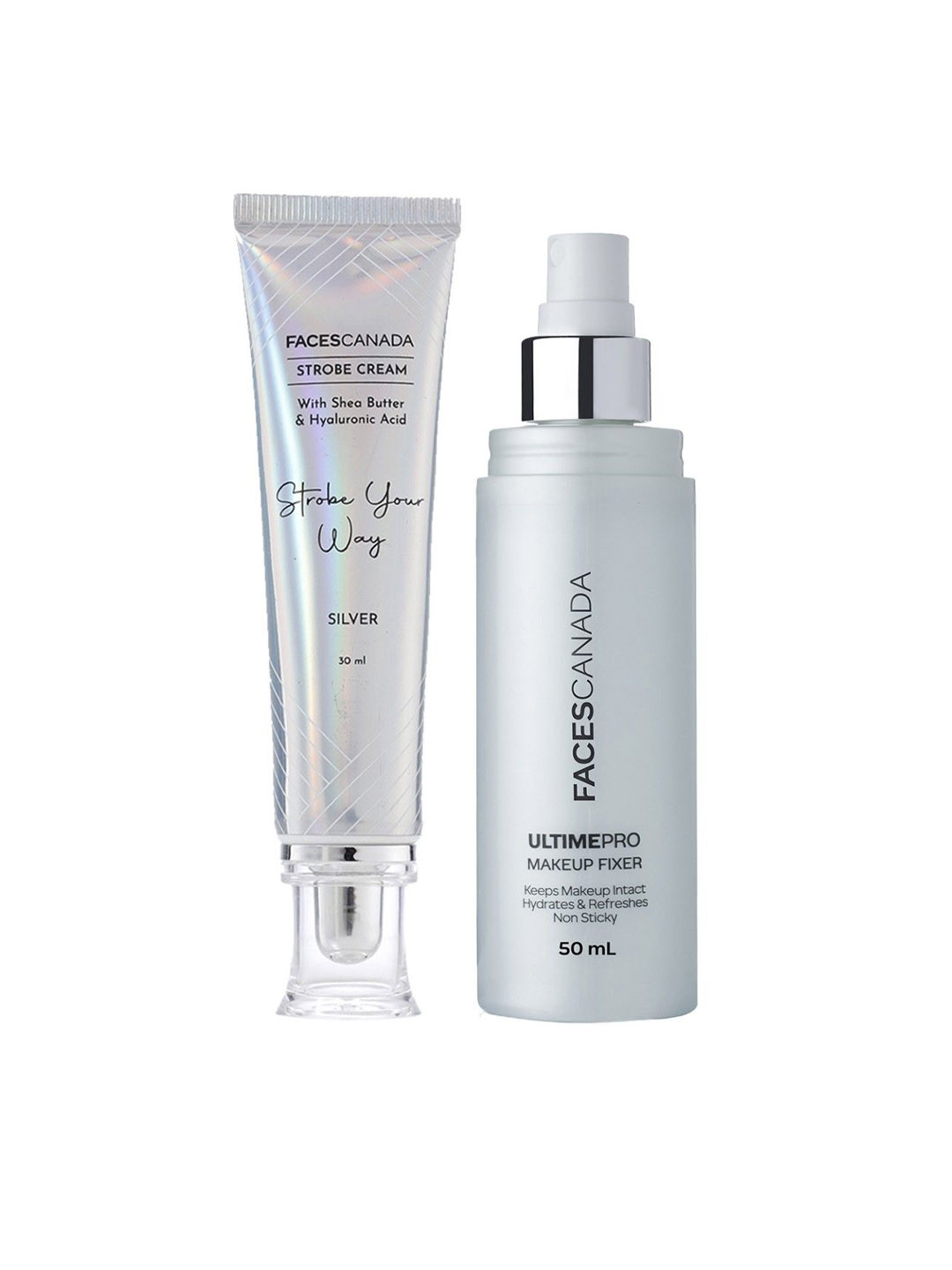 FACES CANADA Set Of 2 Strobe Your Way Cream - 30ml & Makeup Fixer 50ml With Shea Butter
