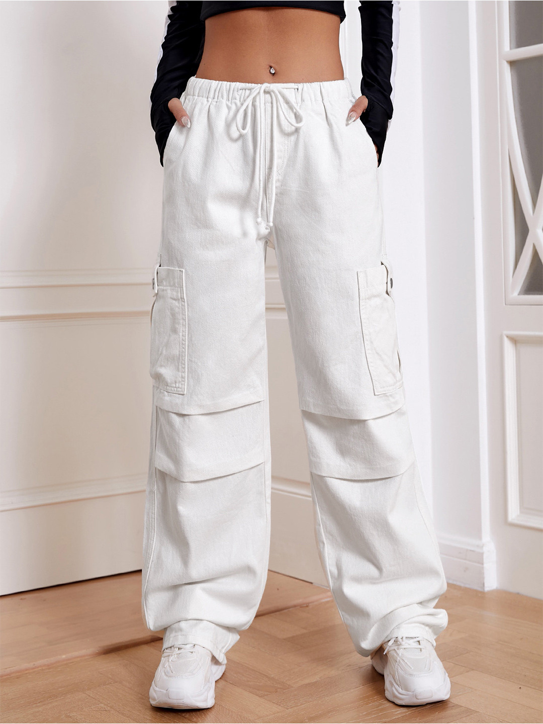 LA CHIC PICK Women Cotton Mid- Rise Cargos