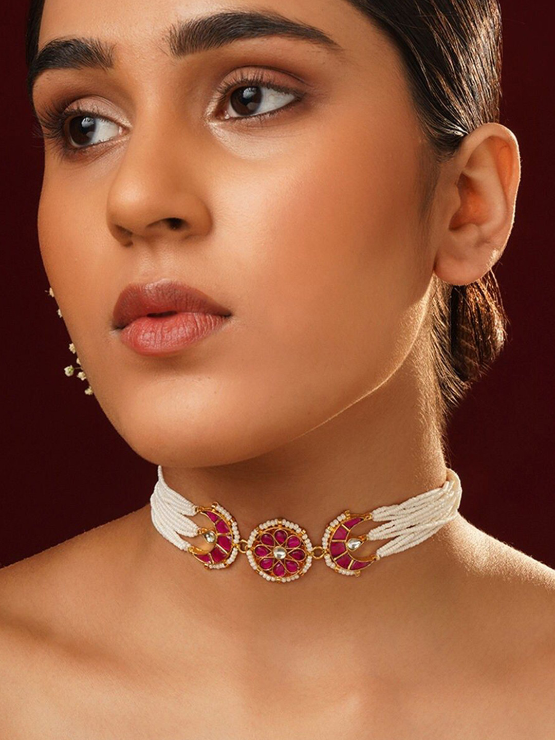JAYPORE Brass Gold-Plated Kundan Necklace