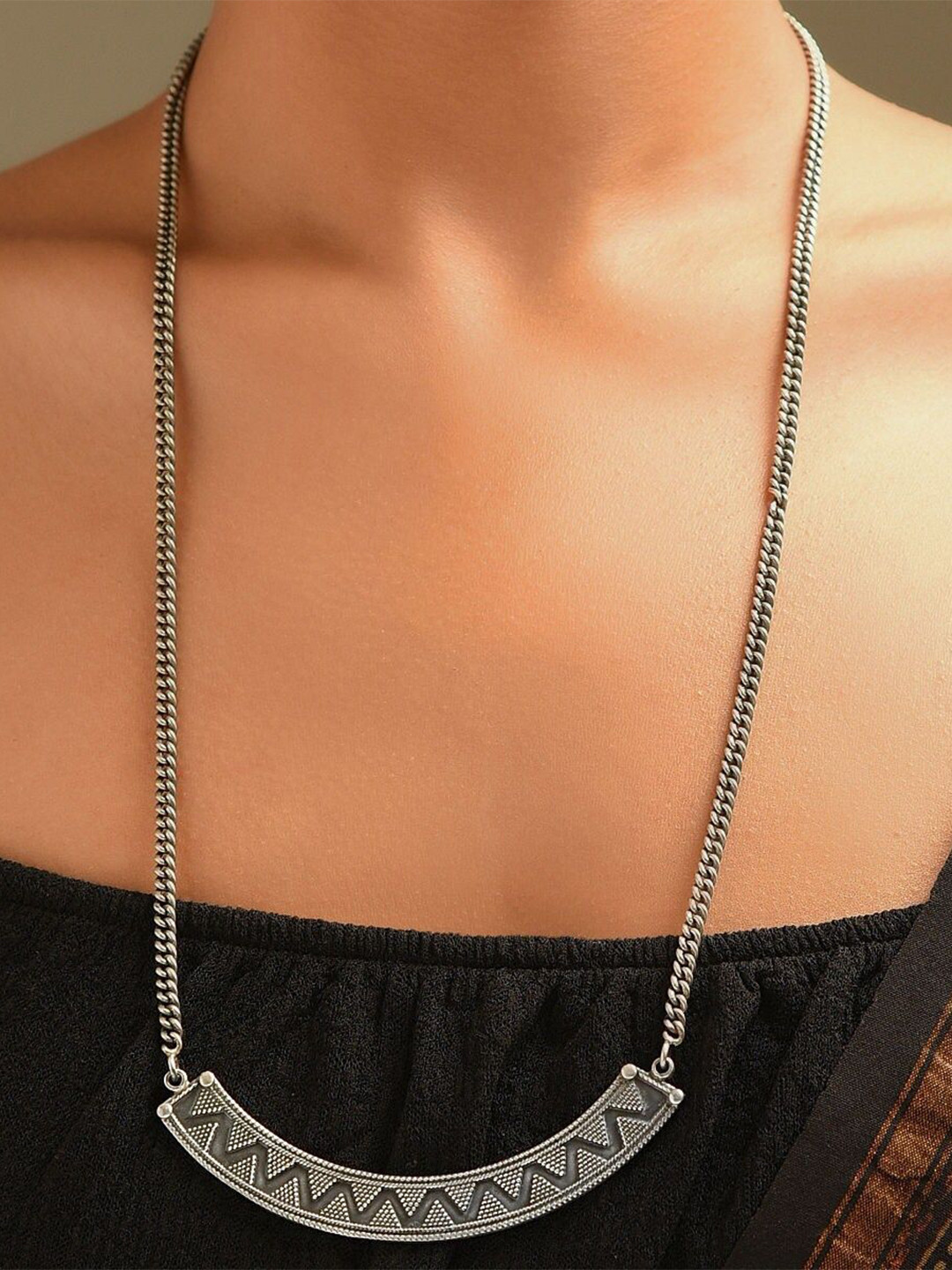 JAYPORE Silver Minimal Necklace