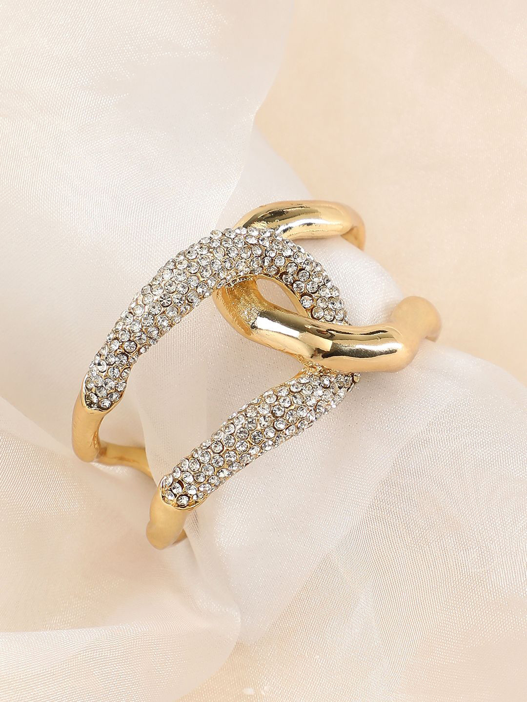 SOHI The Opposta Gold-Plated Stones Studded Cuff Bracelet