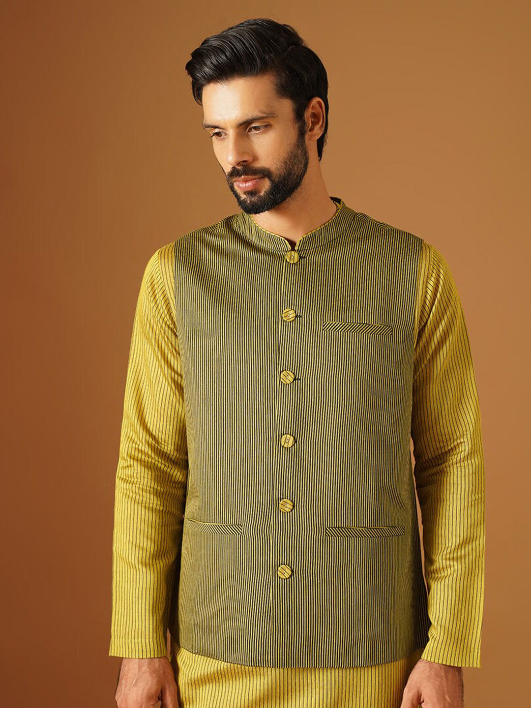 JAYPORE Striped Nehru Jackets